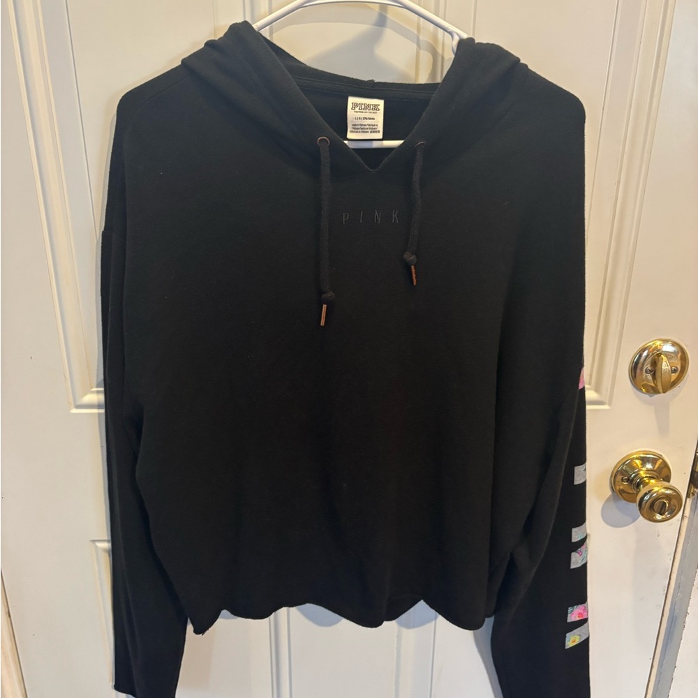 PINK Victoria's Secret Black Cropped Hoodie